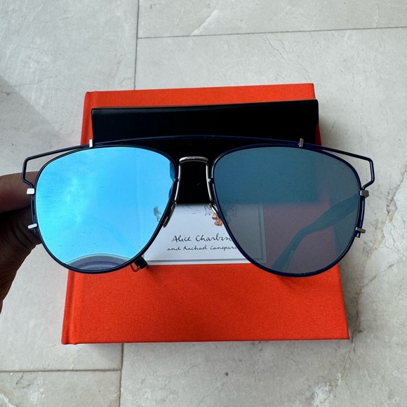 Christian Dior CD Technologic PQU/A4 Navy Blue Mirrored Pilot Sunglasses - Picture 2 of 13